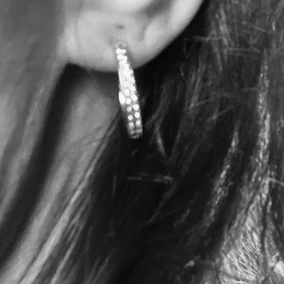 STUNNING White Sapphire & Sterling Silver Red Envelope Hoop Earrings NEW - Picture 11 of 12